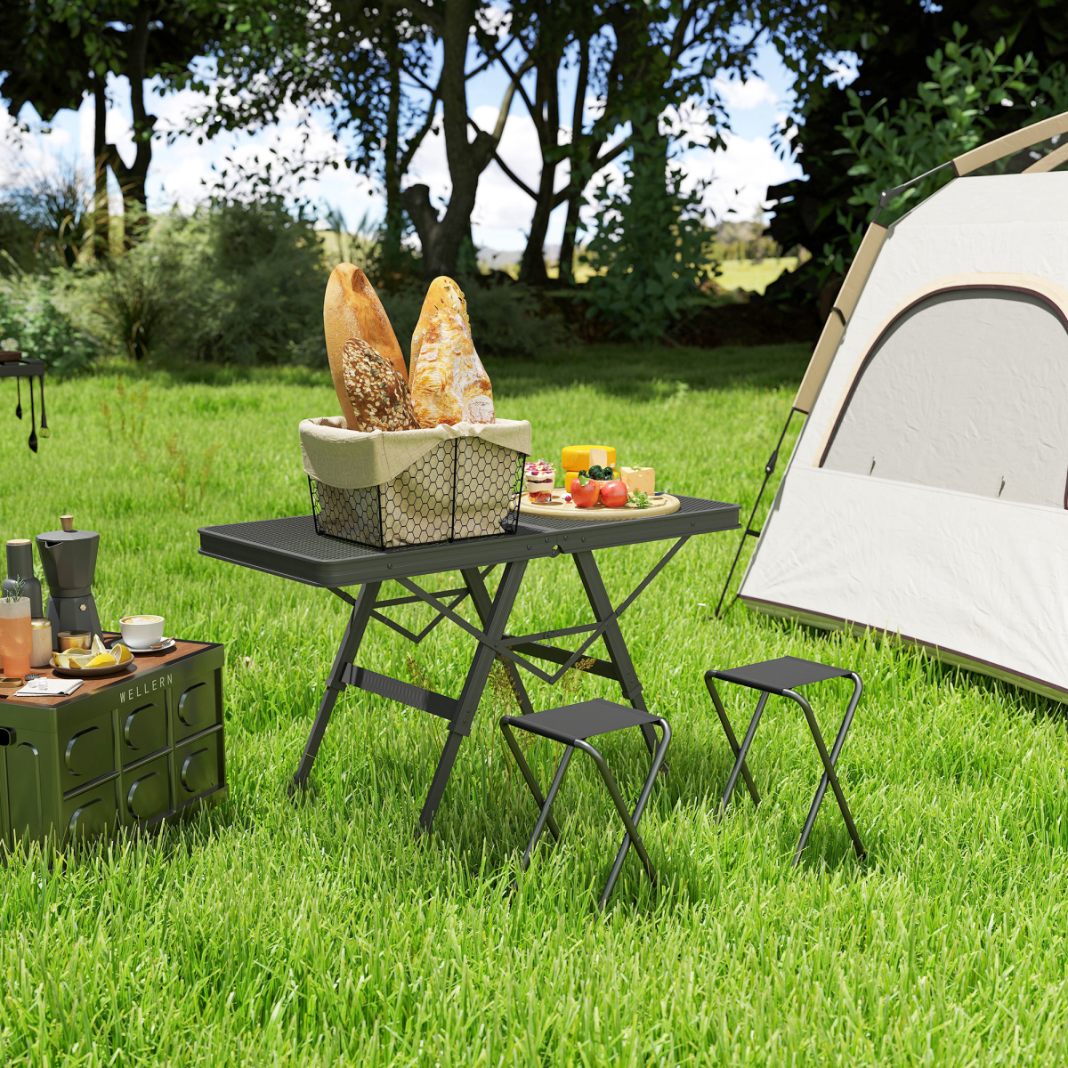 3 ft Folding Camping Table w/ Adjustable Heights & Mesh Desktop - Stay-outdoors.co.uk
