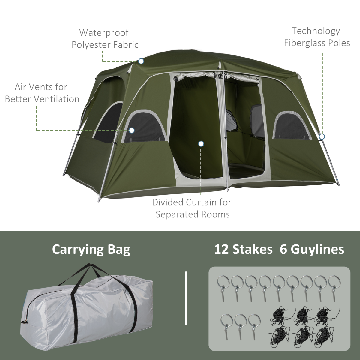 Camping Tent, Family Tent 4-8 Person 2 Room Easy Set Up.