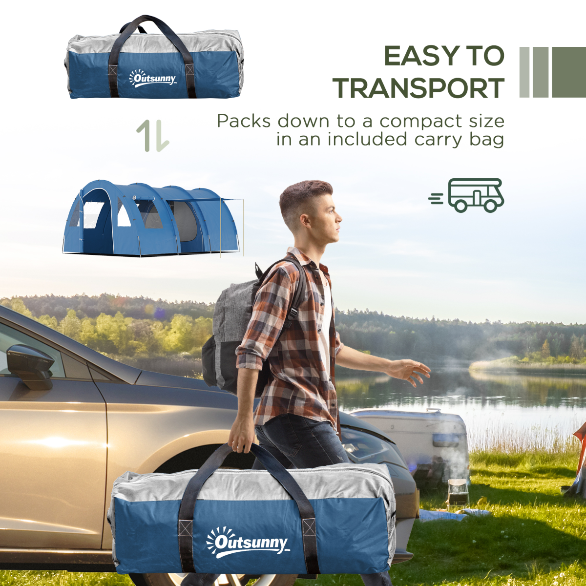 5-6 Man Family Tent Camping Tent with Two Room, Floor & Carry Bag - Stay-outdoors.co.uk