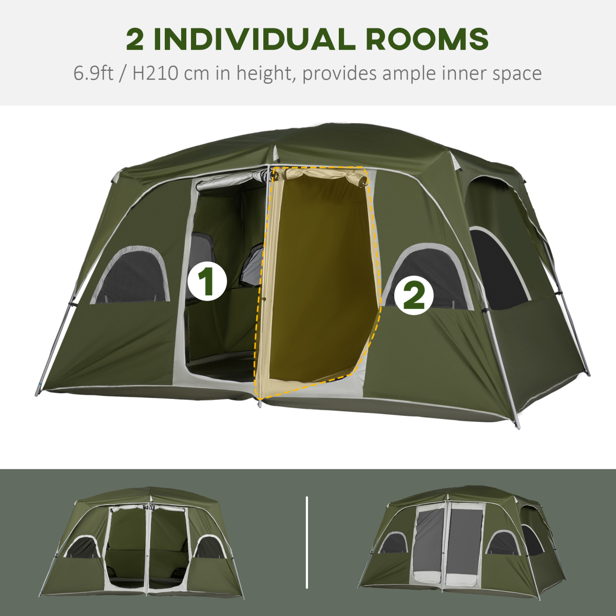 Camping Tent, Family Tent 4-8 Person 2 Room Easy Set Up.
