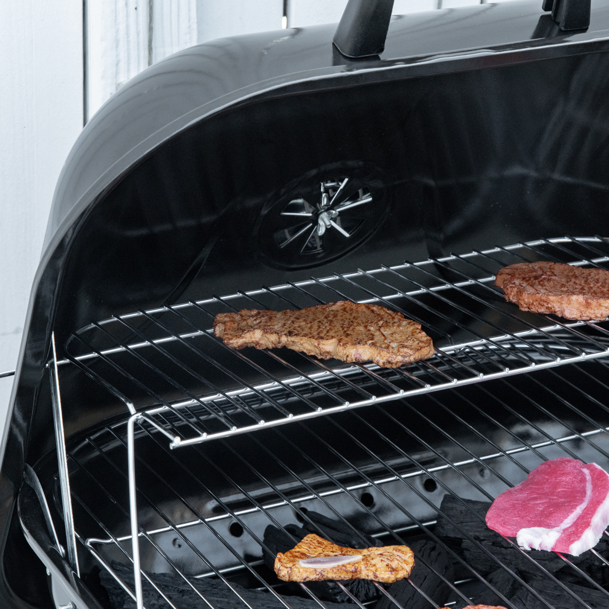 Outsunny BBQ Charcoal Smoker Grill Trolley with 2 Wheels and Grilling Utensils - Stay-outdoors.co.uk