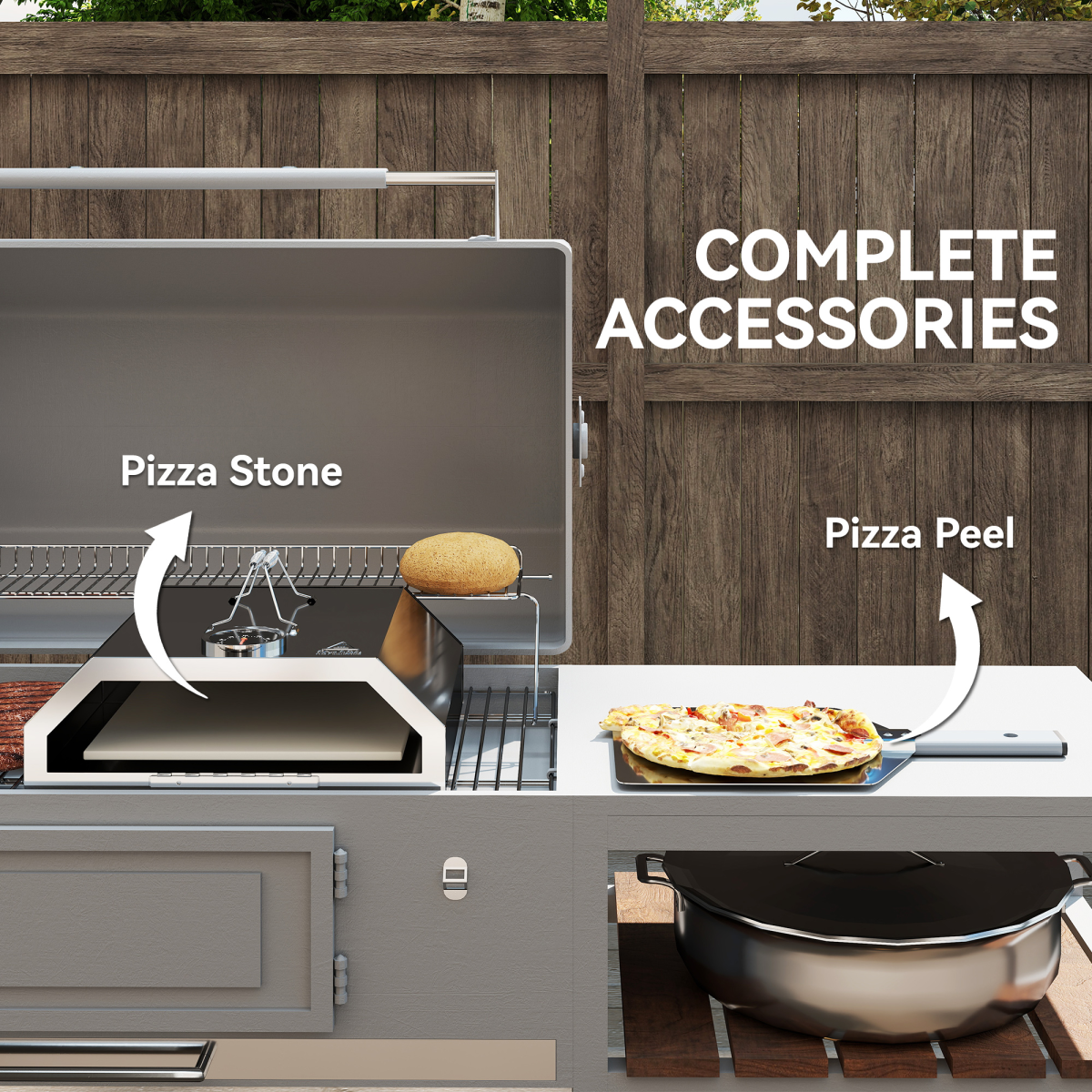 Outdoor BBQ Pizza Oven with Thermometer for Gas/Charcoal BBQ Grills - Stay-outdoors.co.uk