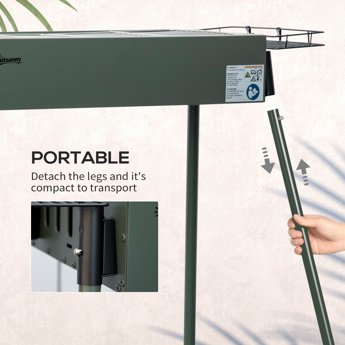 Portable Charcoal Barbecue Grill with Seasoning Baskets and Hooks - Stay-outdoors.co.uk