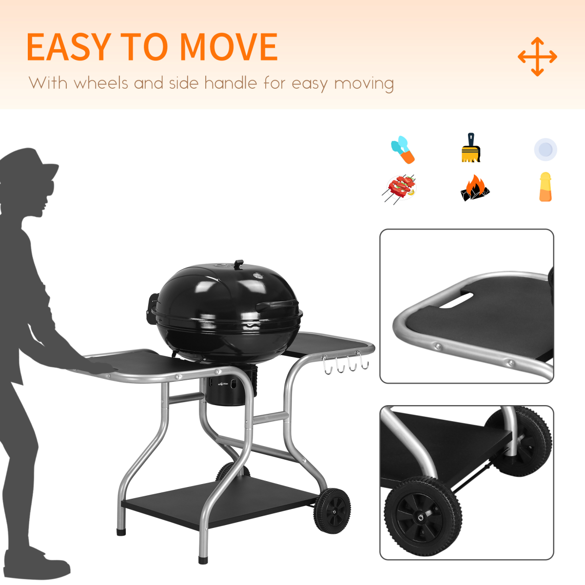 Garden Charcoal Trolley Barbecue Gril. - Stay-outdoors.co.uk