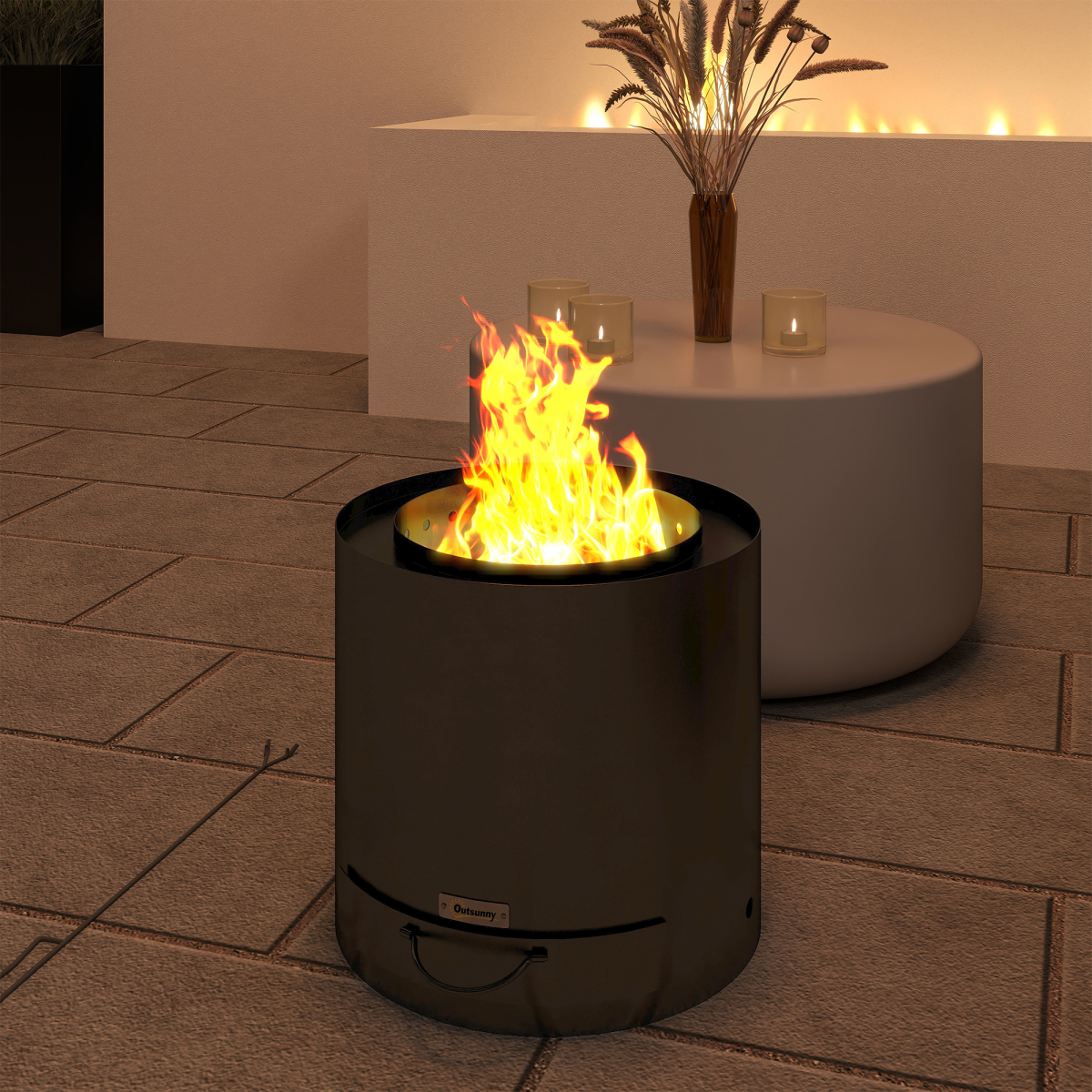 Round Fire Pit with Ash Tray and Fire Poker. - Stay-outdoors.co.uk