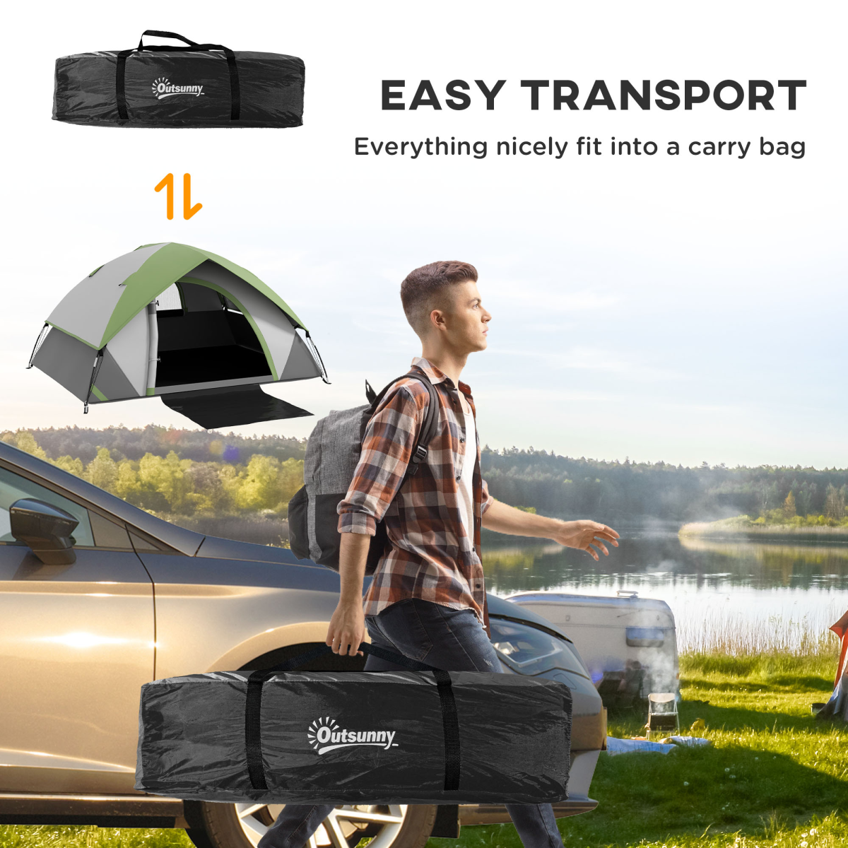 2 Man Camping Tent with Sewn-in Groundsheet. - Stay-outdoors.co.uk