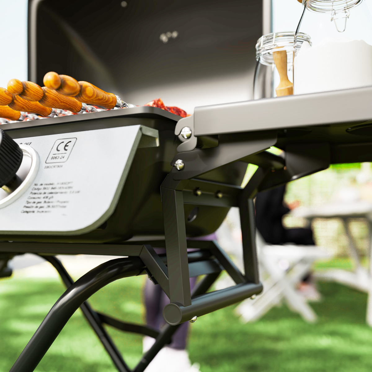 Portable Foldable Gas Barbecue Grill with Thermometer, Lid, Black - Stay-outdoors.co.uk