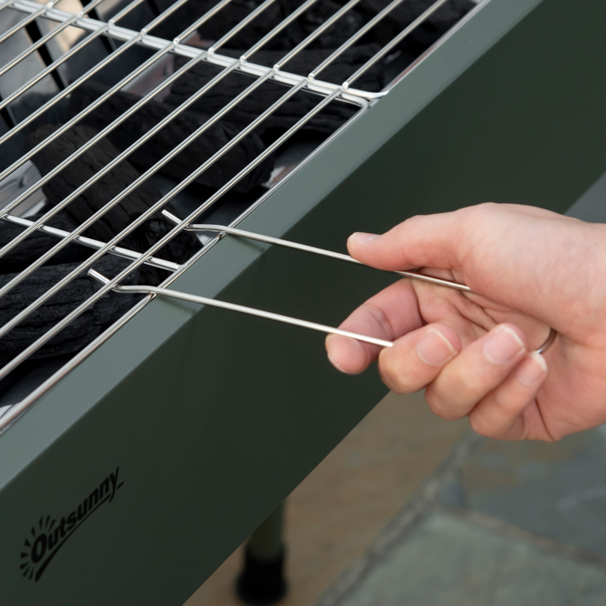 Portable Charcoal Barbecue Grill with Seasoning Baskets and Hooks - Stay-outdoors.co.uk