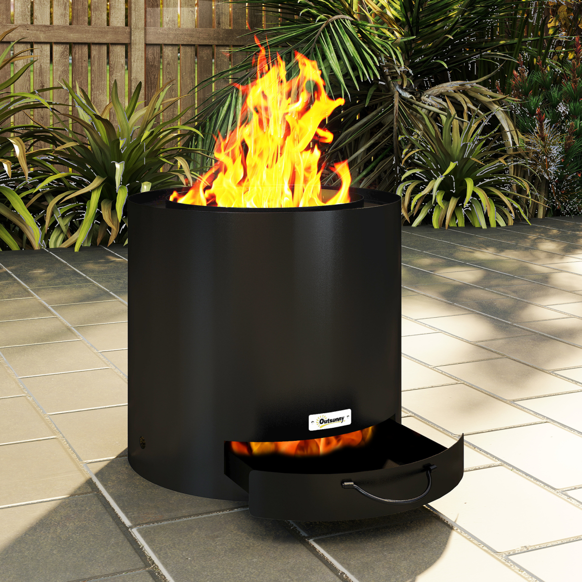 Round Fire Pit with Ash Tray and Fire Poker. - Stay-outdoors.co.uk