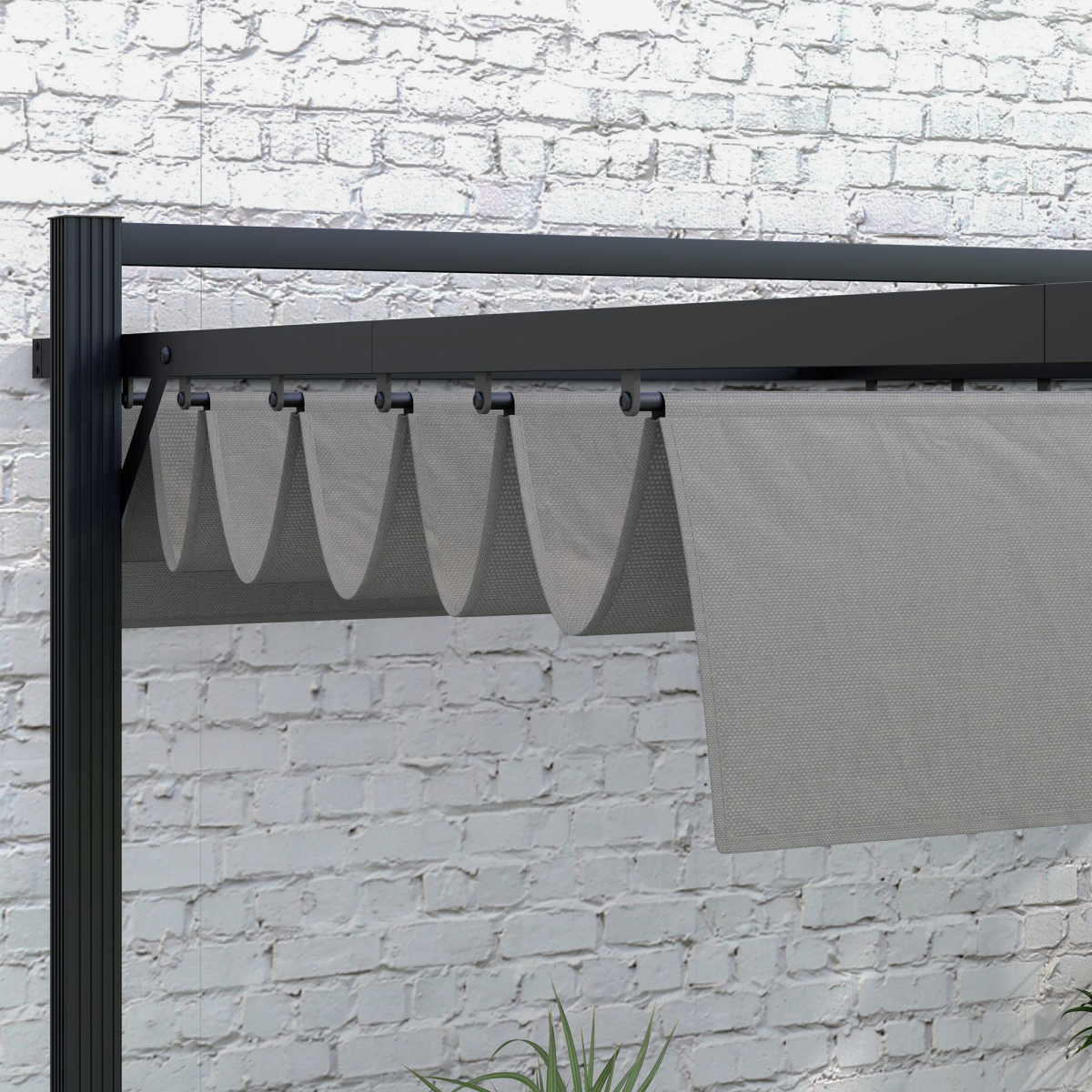 Pergola with Retractable Roof and Aluminium Frame, Grey - Stay-outdoors.co.uk