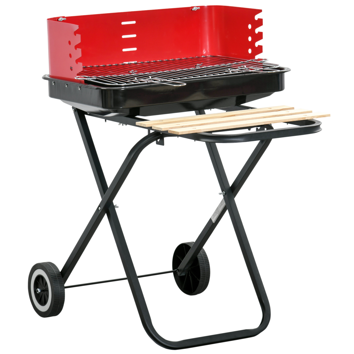 Foldable Charcoal Barbecue Grill W/ Wheels-Red & Black - Stay-outdoors.co.uk