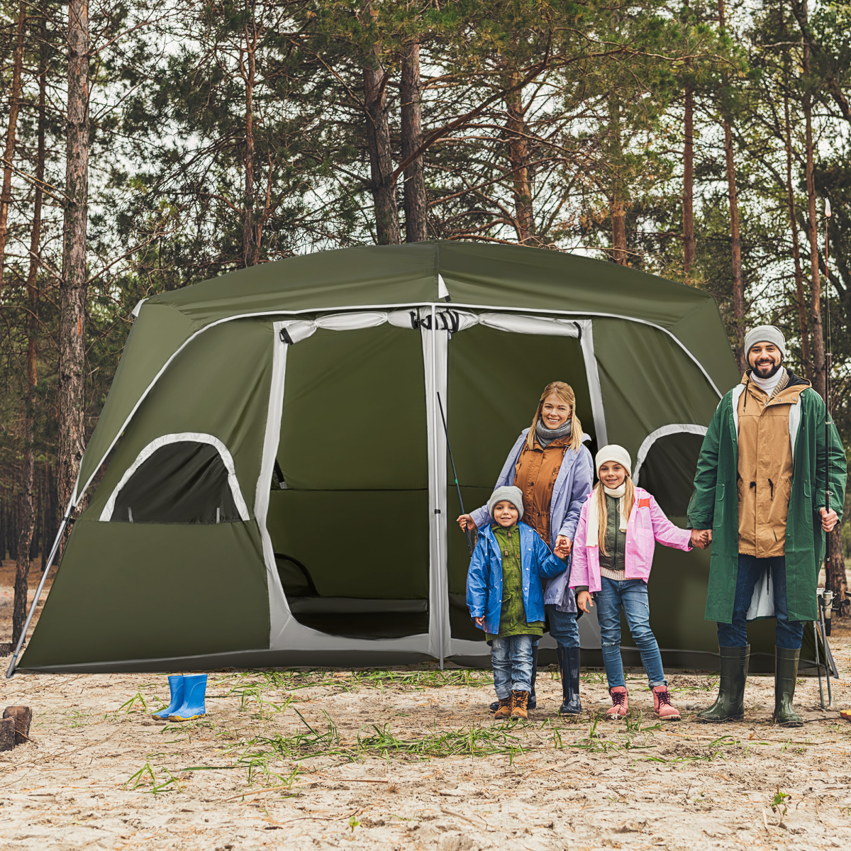 Camping Tent, Family Tent 4-8 Person 2 Room Easy Set Up.