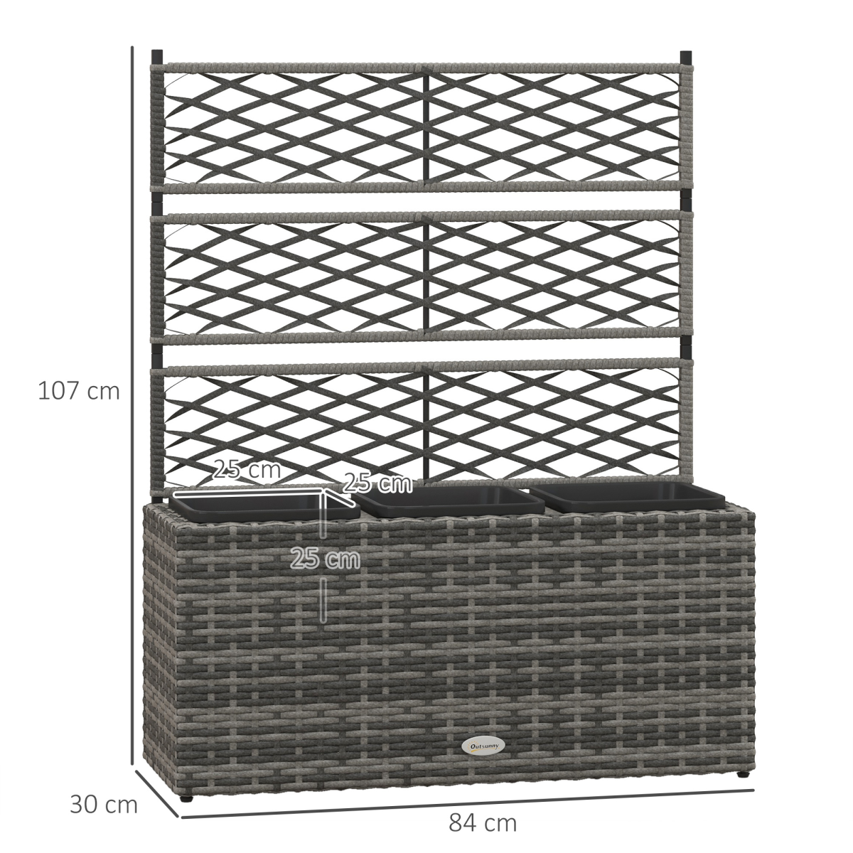 Garden Rattan Planter Box, with Trellis.