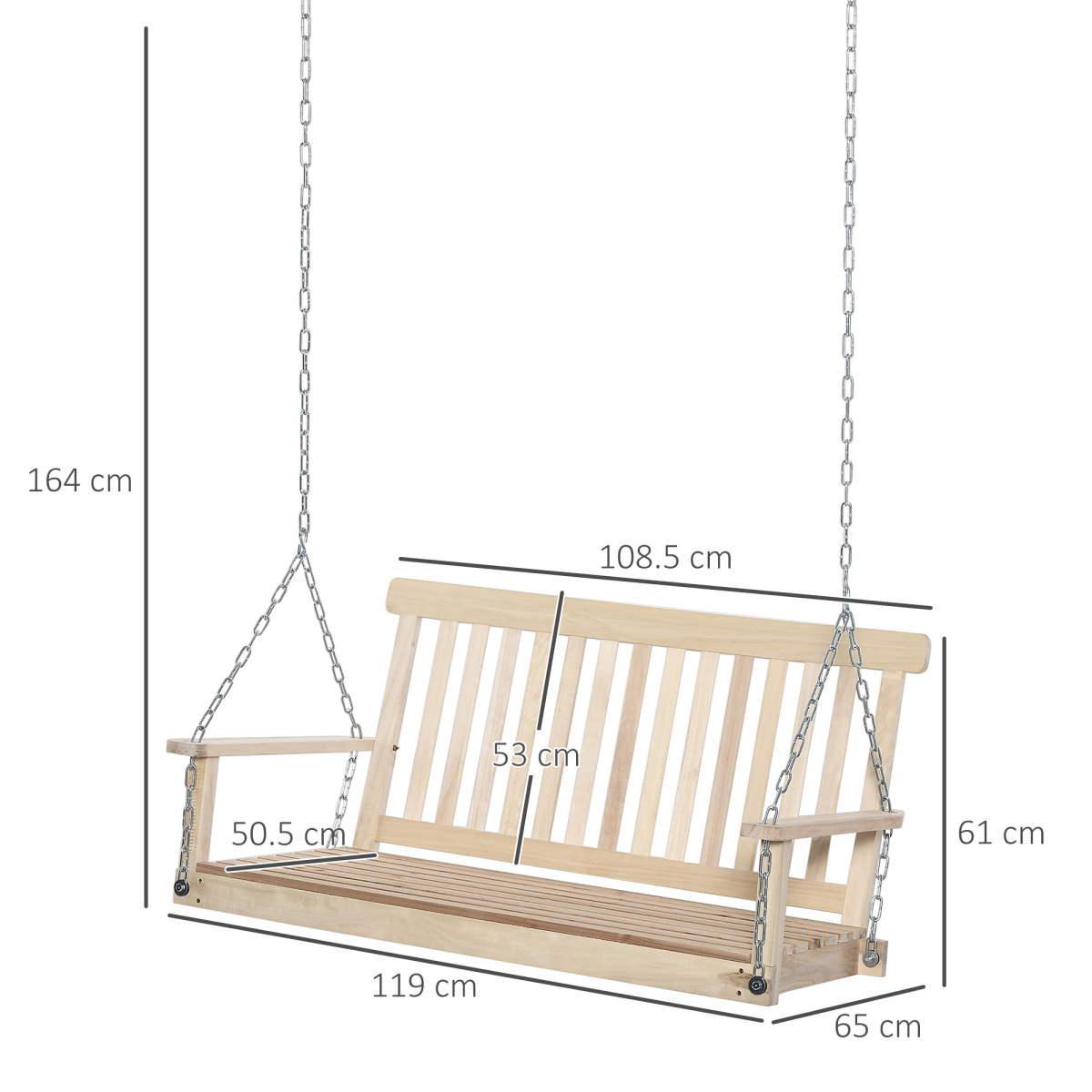 Wooden 2-Seater Swinging Bench. - Stay-outdoors.co.uk