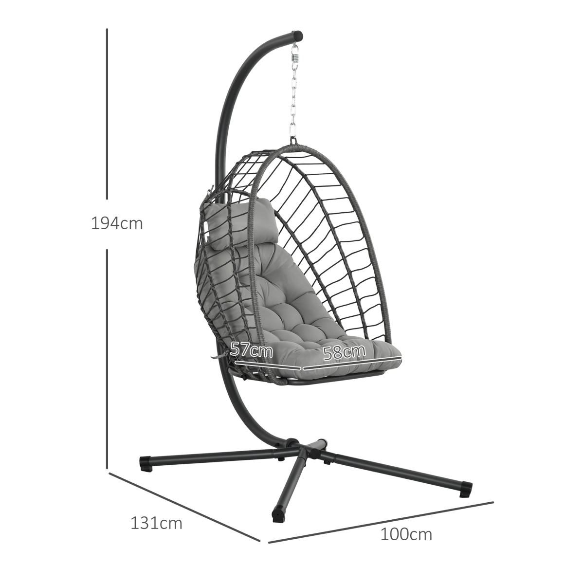 Hanging Swing Egg Chair with Thick Cushion.