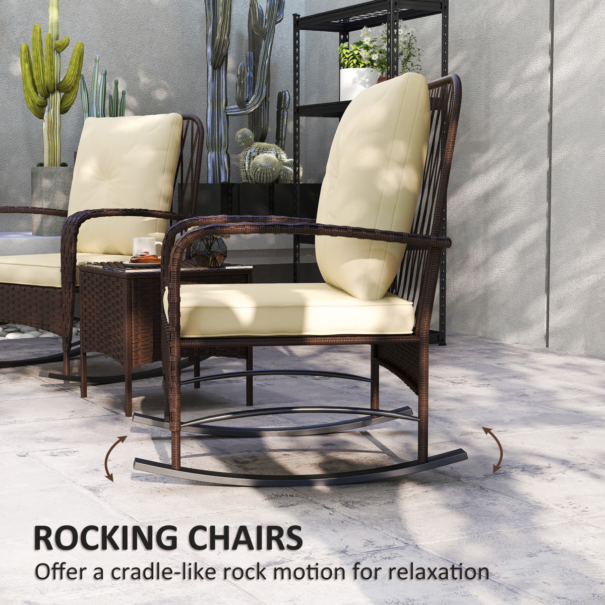 Rattan Bistro Set with Rocking Chairs.
