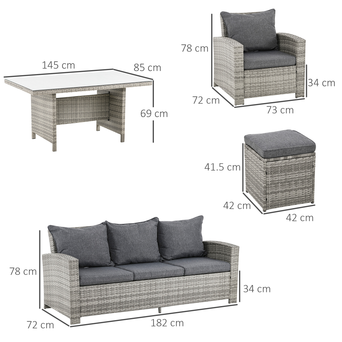 Set of 6 Rattan Dining Set Sofa - Stay-outdoors.co.uk