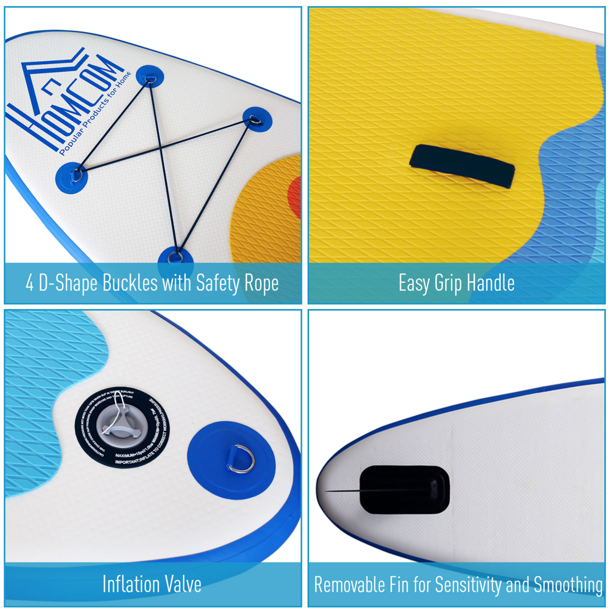 10ft Inflatable Paddle board, Fix Bag, Air Pump, Backpack HOMCOM - Stay-outdoors.co.uk