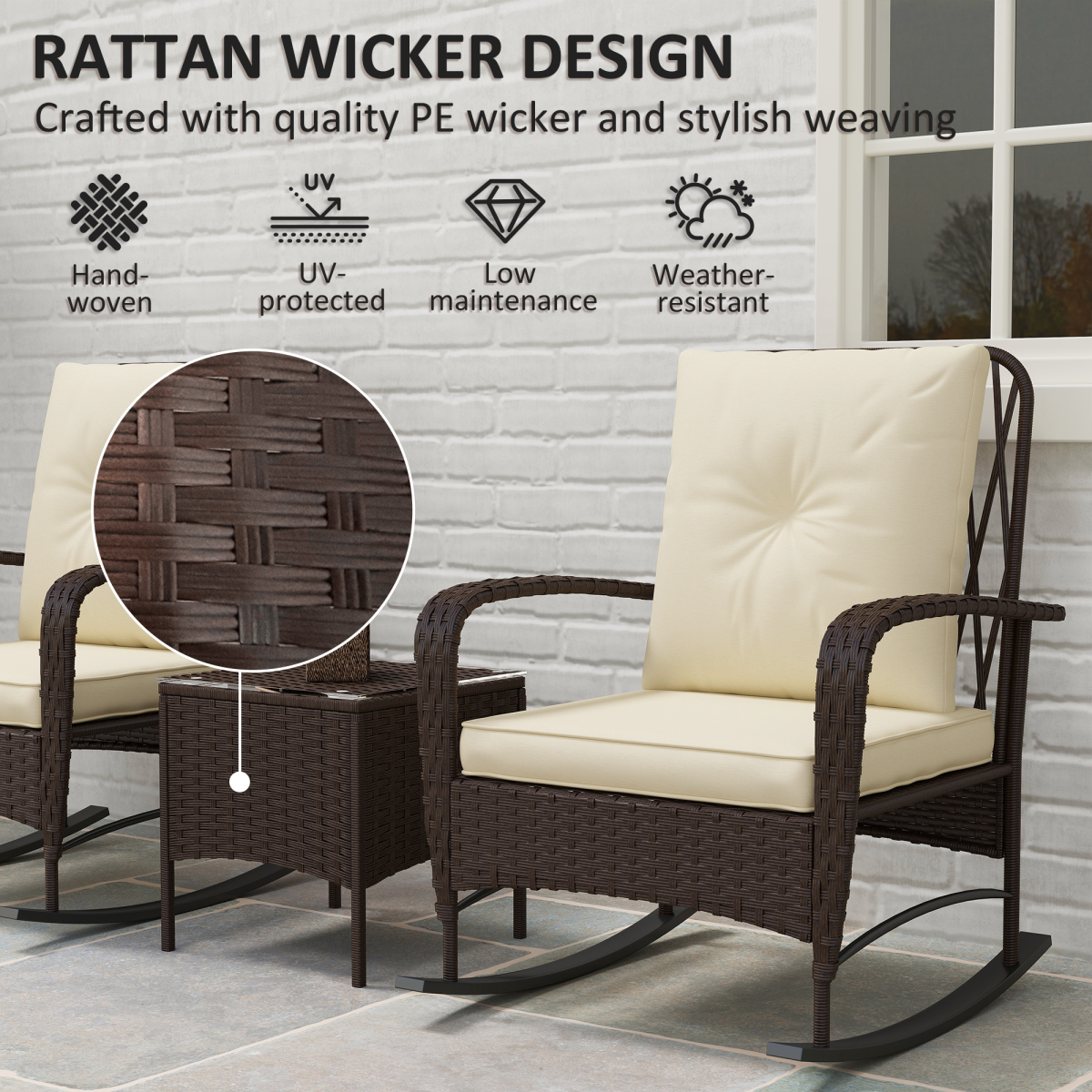 Rattan Bistro Set with Rocking Chairs.