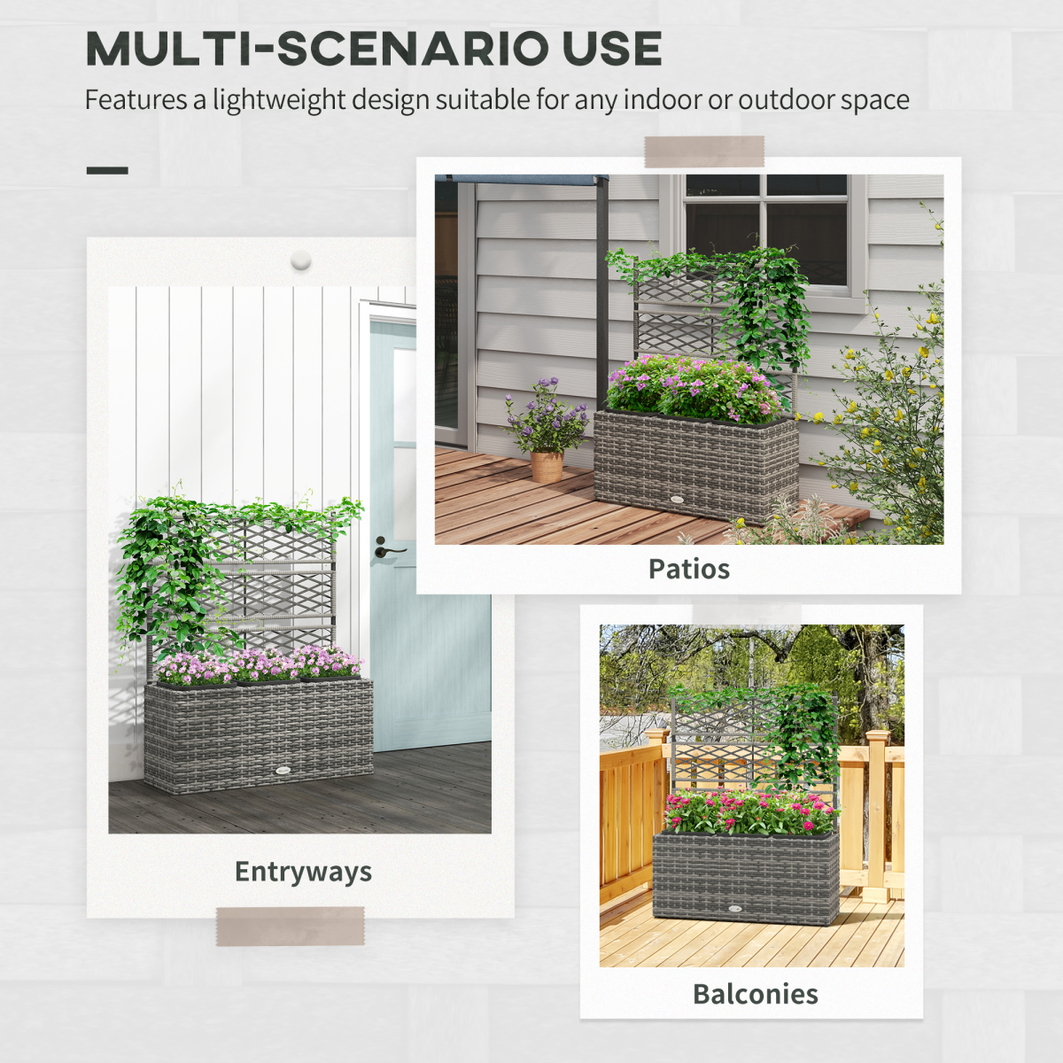 Garden Rattan Planter Box, with Trellis.