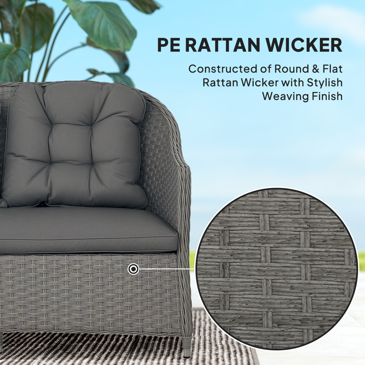 Cushioned Four Seater Rattan Garden Furniture