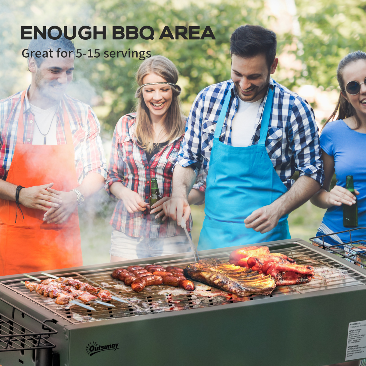 Portable Charcoal Barbecue Grill with Seasoning Baskets and Hooks - Stay-outdoors.co.uk