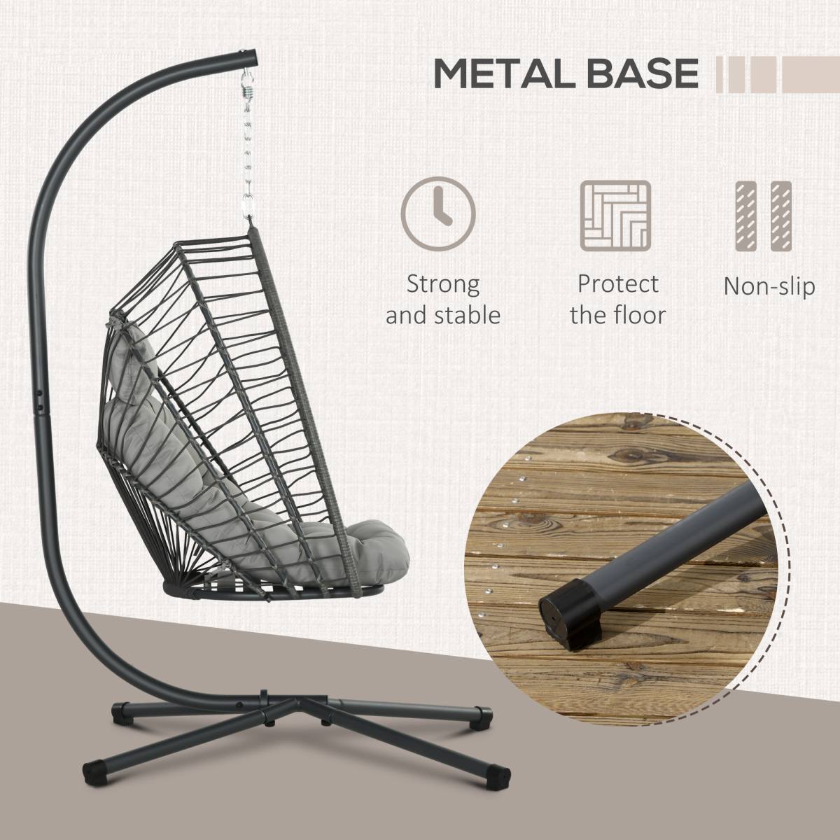 Hanging Swing Egg Chair with Thick Cushion.