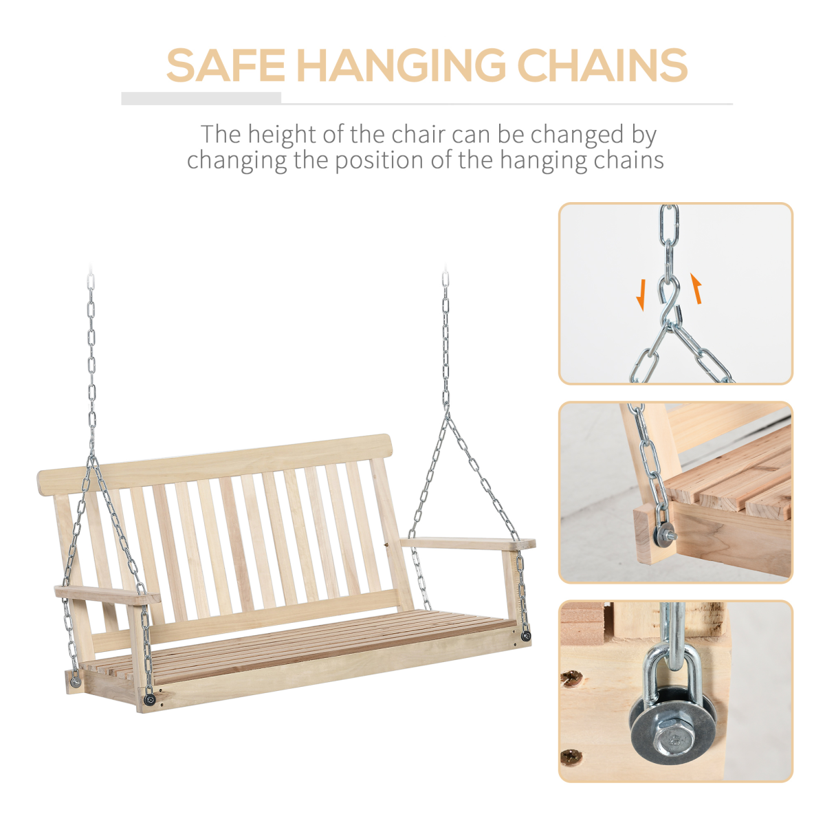 Wooden 2-Seater Swinging Bench. - Stay-outdoors.co.uk