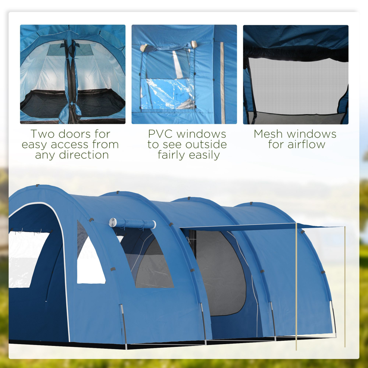 5-6 Man Family Tent Camping Tent with Two Room, Floor & Carry Bag - Stay-outdoors.co.uk