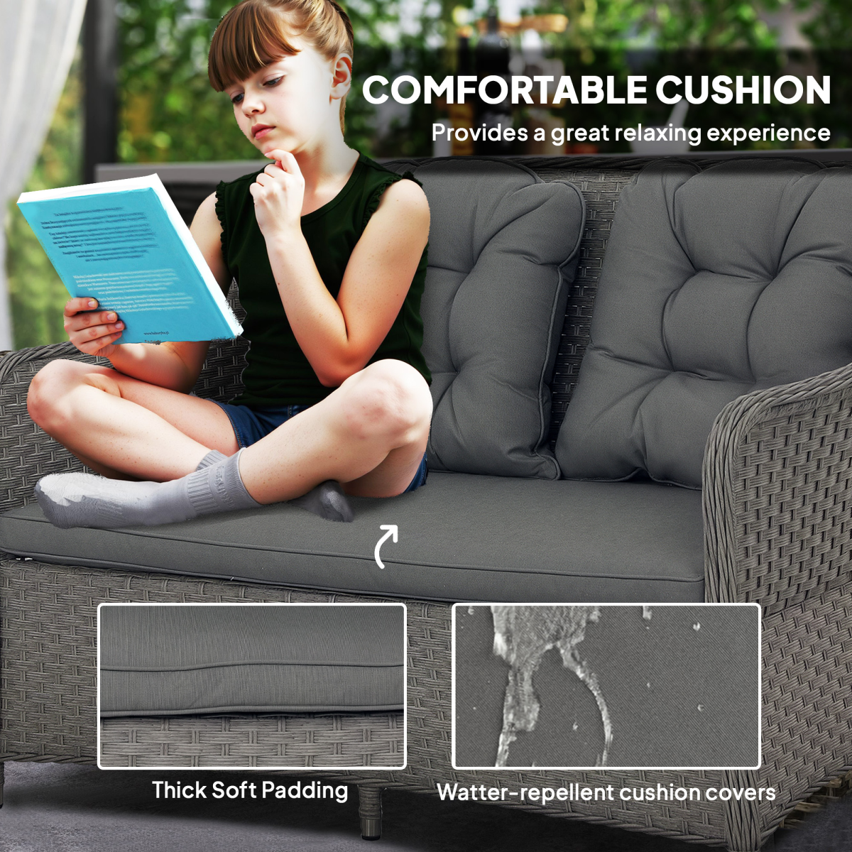Cushioned Four Seater Rattan Garden Furniture