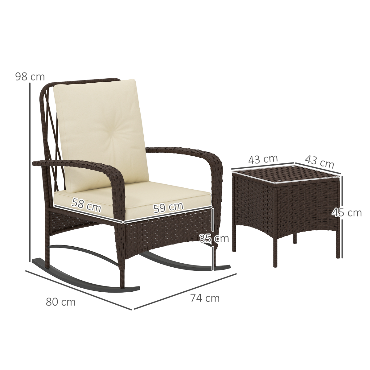 Rattan Bistro Set with Rocking Chairs.