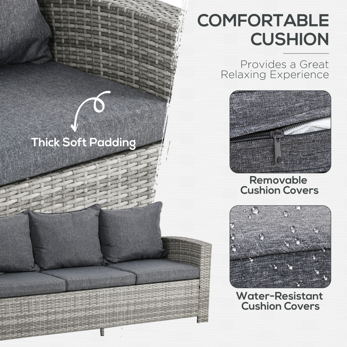 Set of 6 Rattan Dining Set Sofa - Stay-outdoors.co.uk