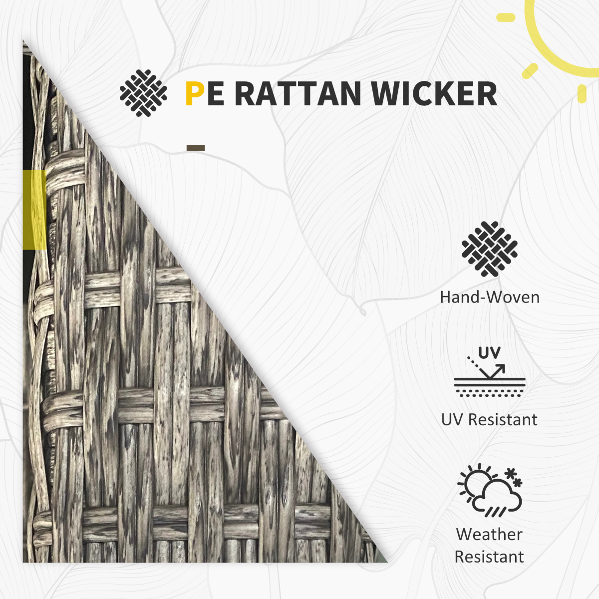 Outsunny 5 PCs Rattan Garden Furniture Set with Glass Coffee Table Dark Grey - Stay-outdoors.co.uk