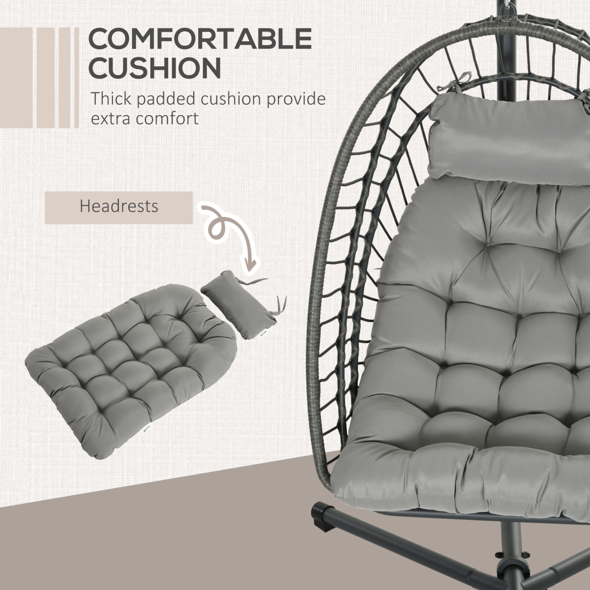 Hanging Swing Egg Chair with Thick Cushion.