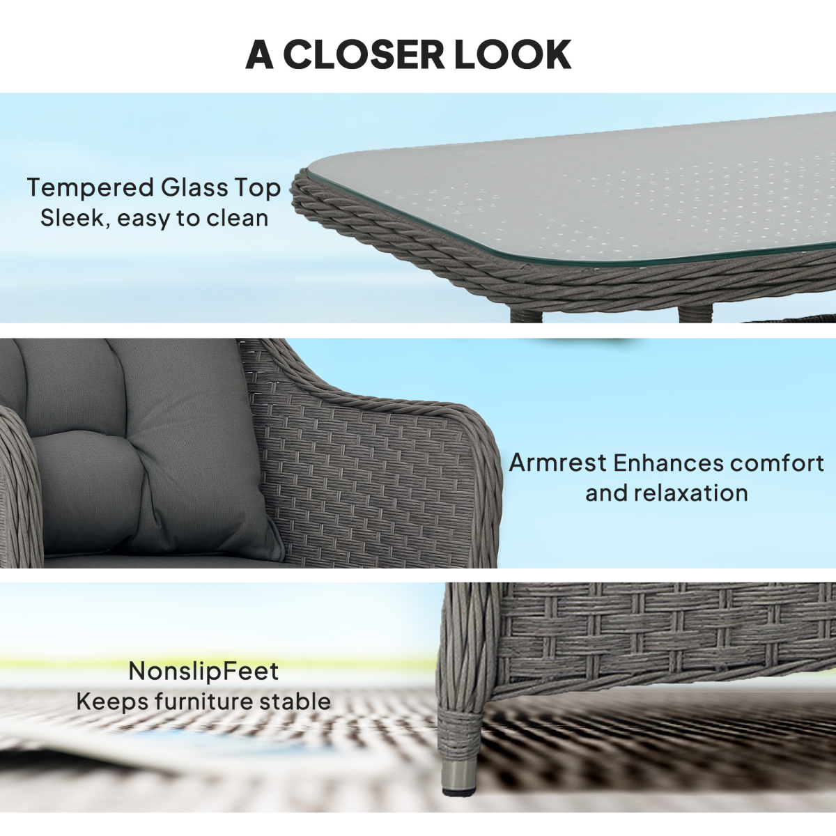 Cushioned Four Seater Rattan Garden Furniture