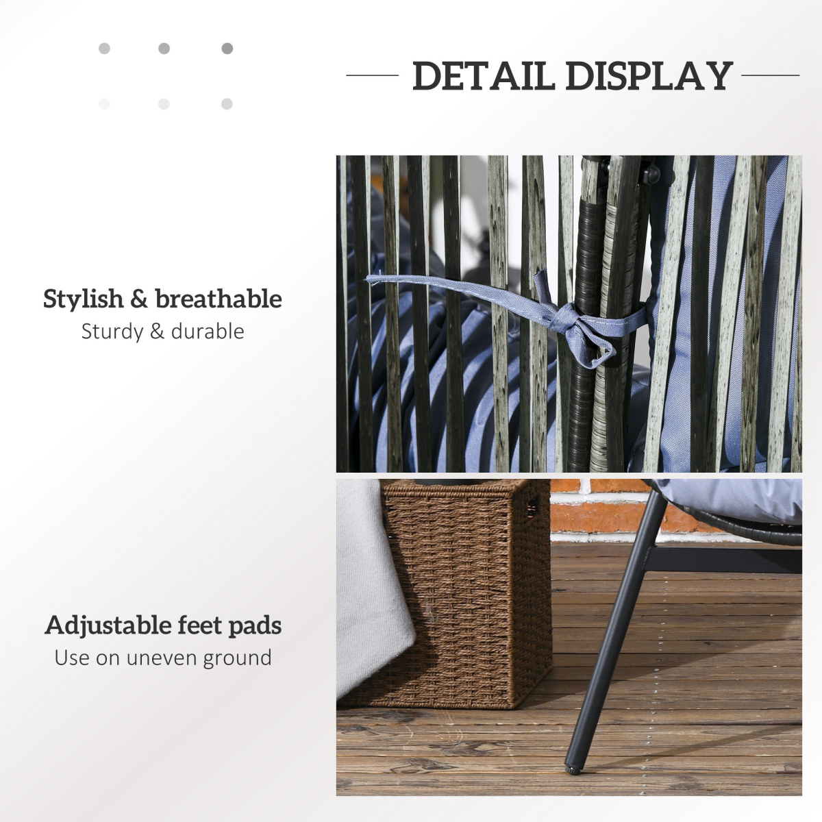 Rattan Garden Egg Chair with Headrest, Grey - Stay-outdoors.co.uk