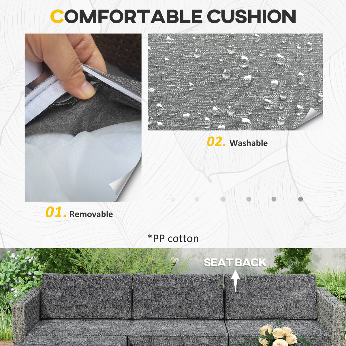 Outsunny 5 PCs Rattan Garden Furniture Set with Glass Coffee Table Dark Grey - Stay-outdoors.co.uk