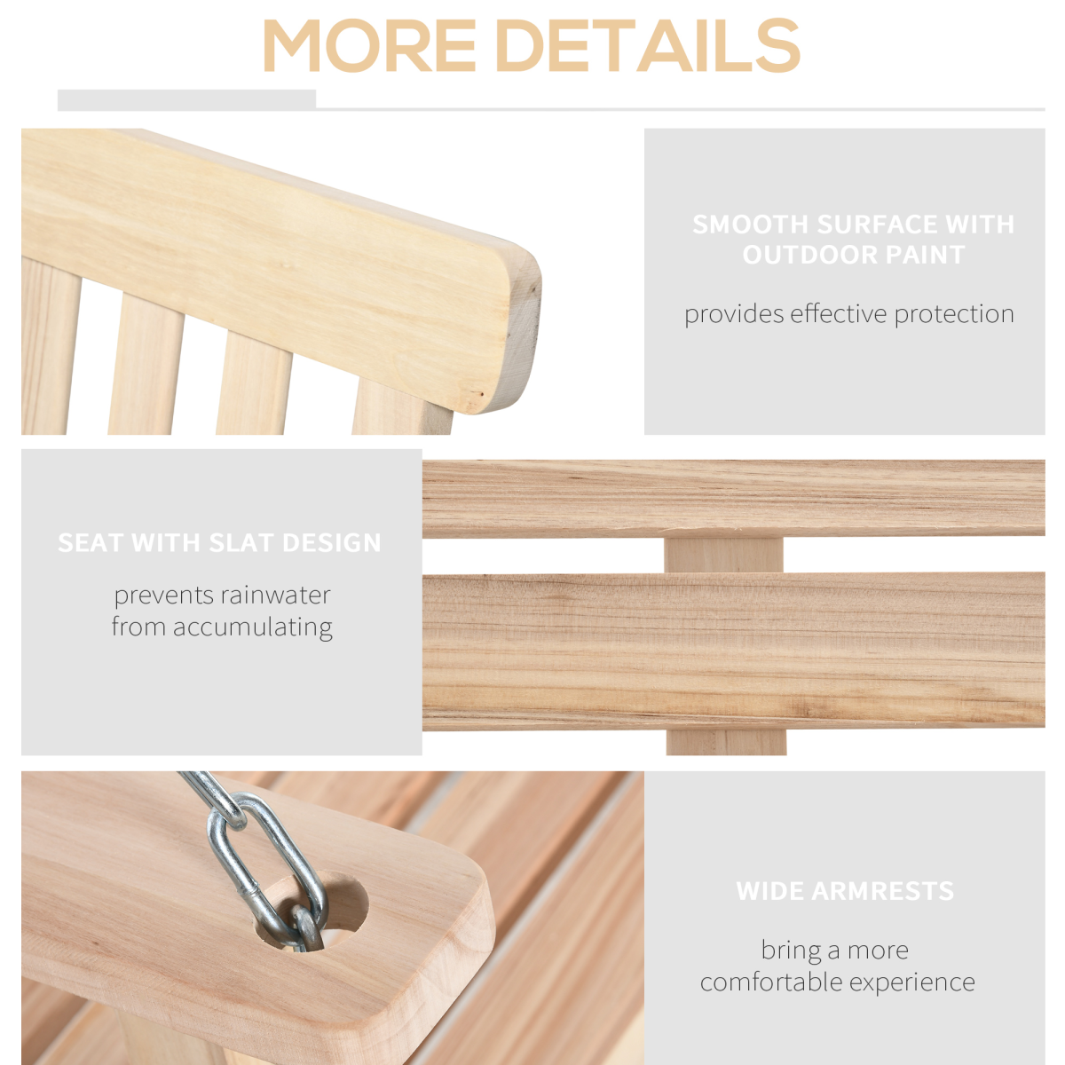 Wooden 2-Seater Swinging Bench. - Stay-outdoors.co.uk