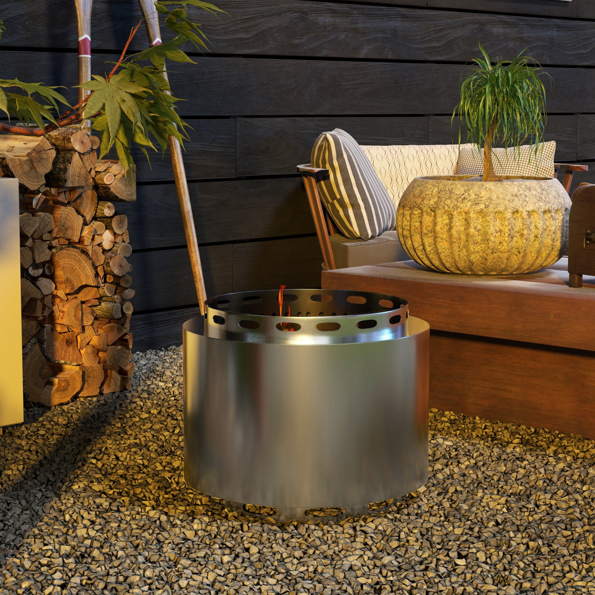 Smokeless Wood Burning Firepit -Stainless Steel Fire Pit. - Stay-outdoors.co.uk