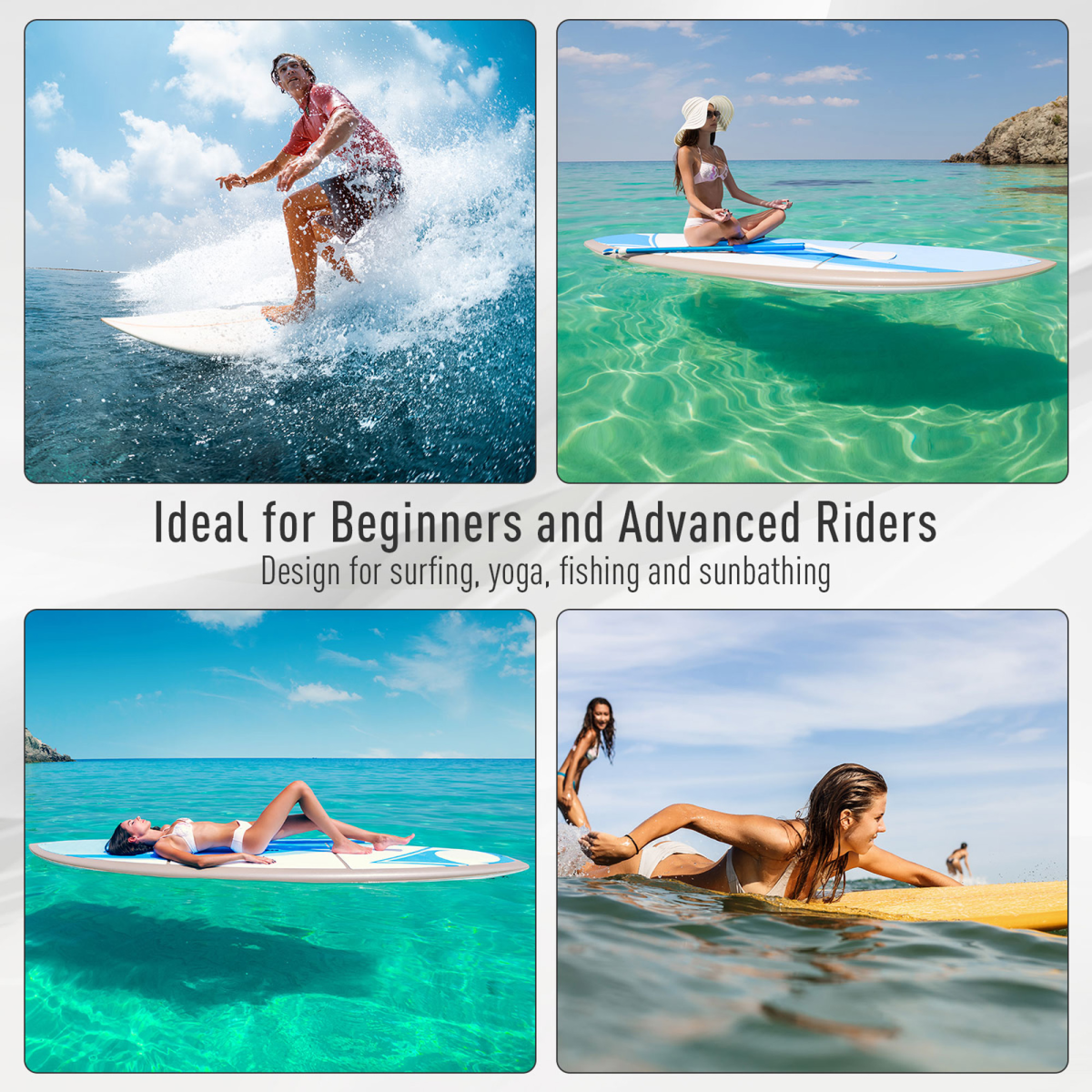 10ft Inflatable Paddle board, Fix Bag, Air Pump, Backpack HOMCOM - Stay-outdoors.co.uk