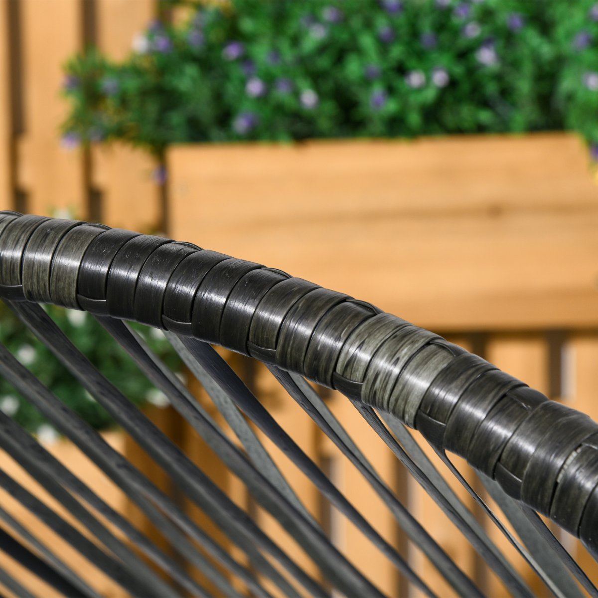 Rattan Garden Egg Chair with Headrest, Grey - Stay-outdoors.co.uk