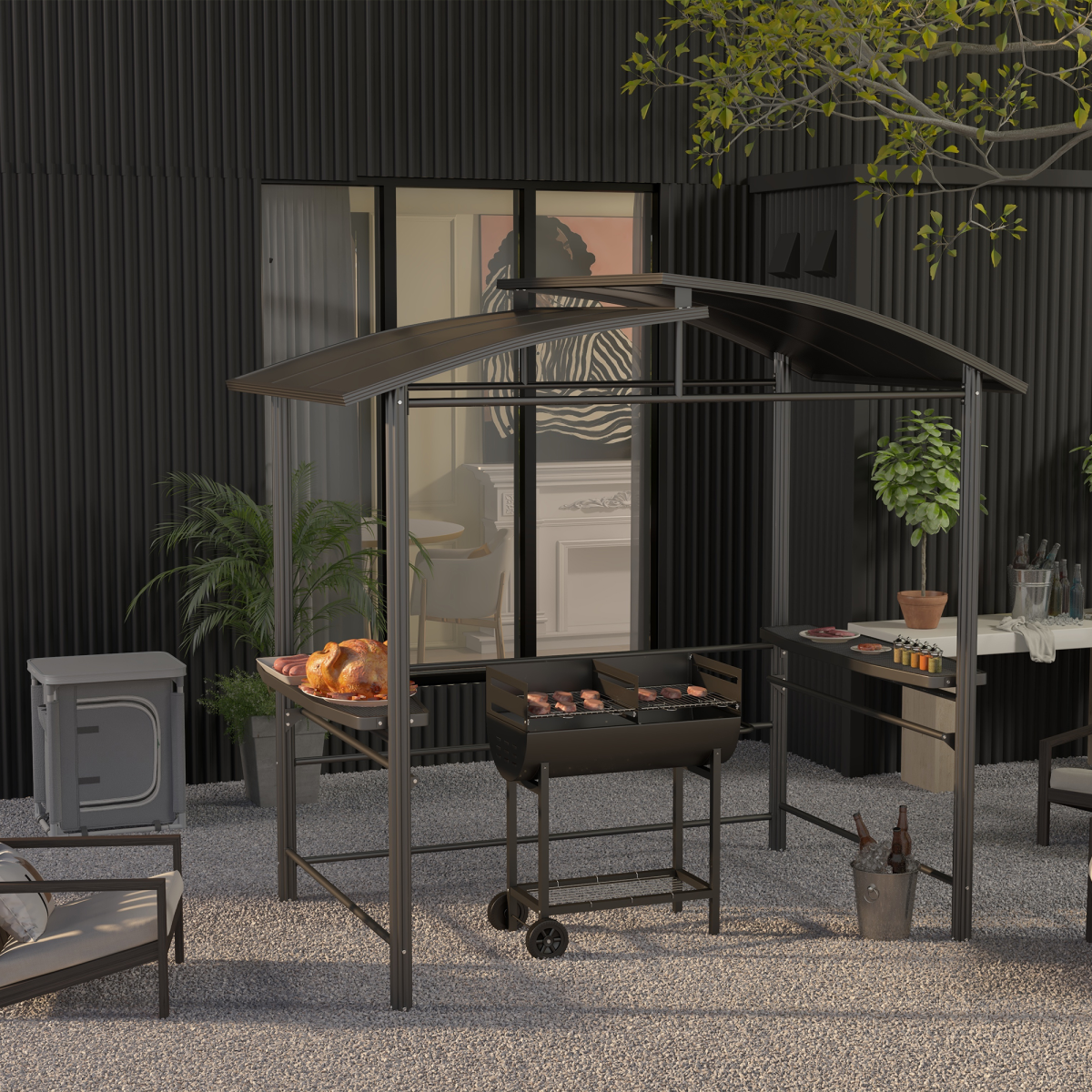 Steel 2-Grill Charcoal BBQ - Stay-outdoors.co.uk