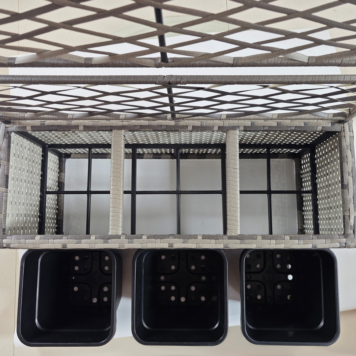 Garden Rattan Planter Box, with Trellis.