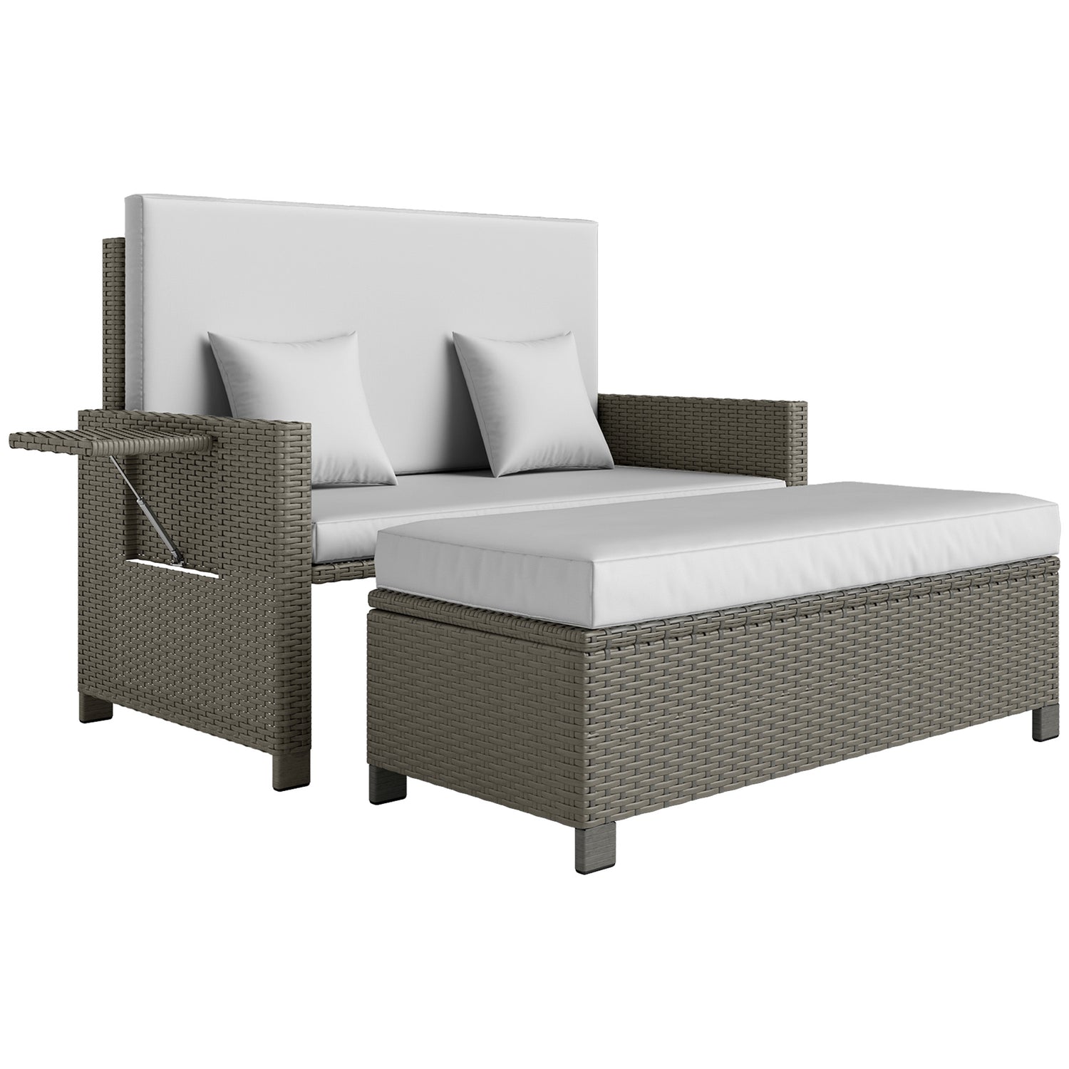 Garden Rattan Furniture Set 2 Seater and Lounge Bed. - Stay-outdoors.co.uk