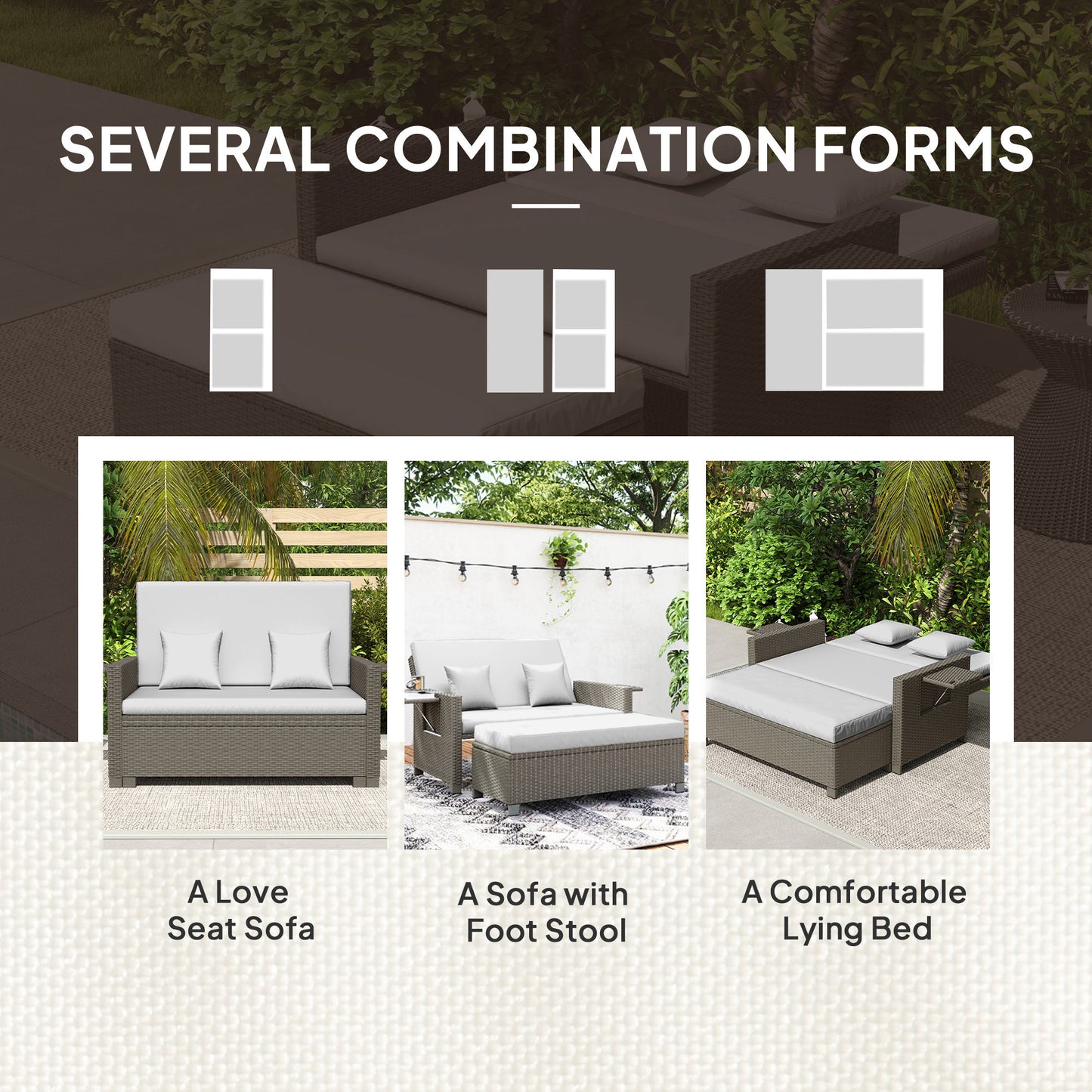 Garden Rattan Furniture Set 2 Seater and Lounge Bed. - Stay-outdoors.co.uk