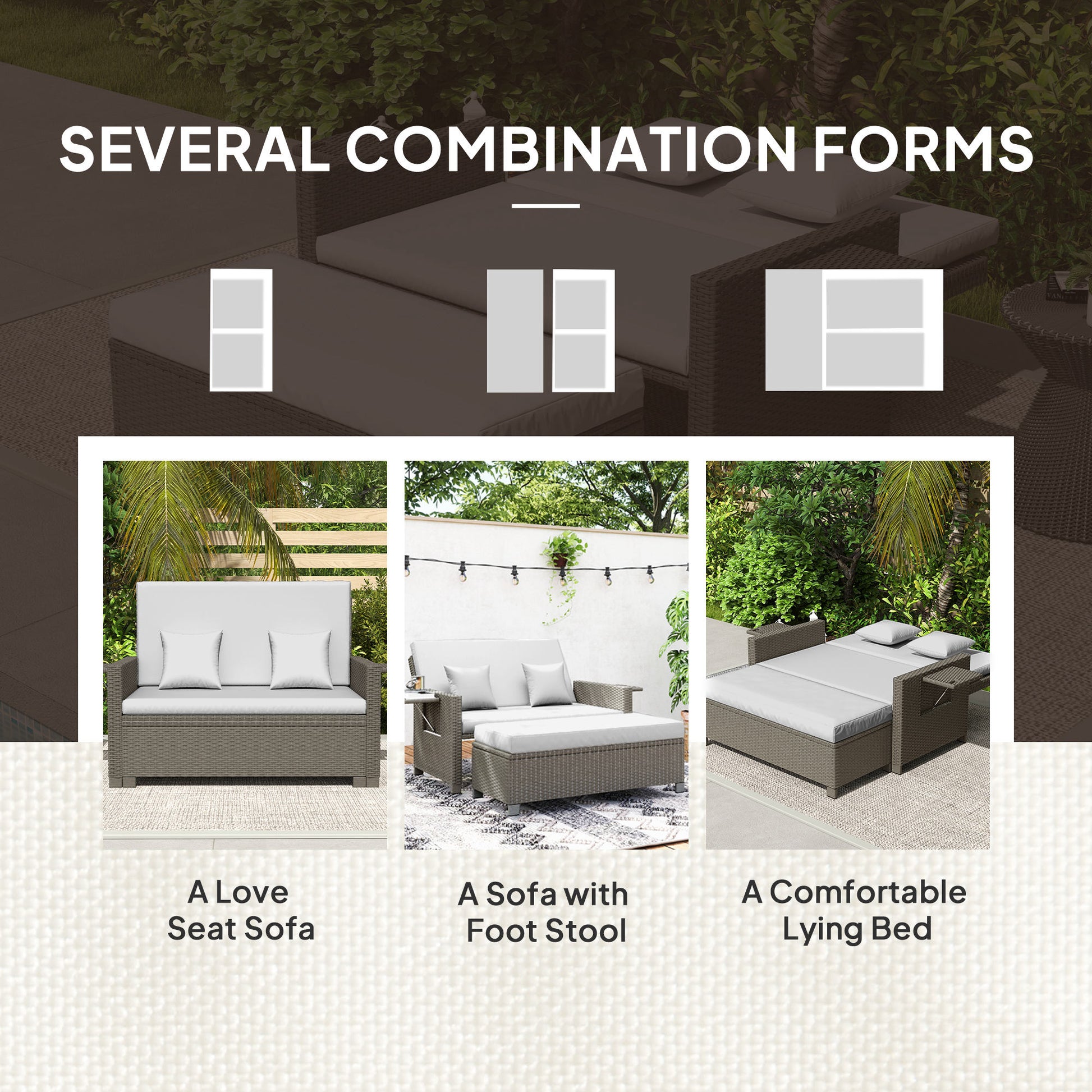 Garden Rattan Furniture Set 2 Seater and Lounge Bed. - Stay-outdoors.co.uk