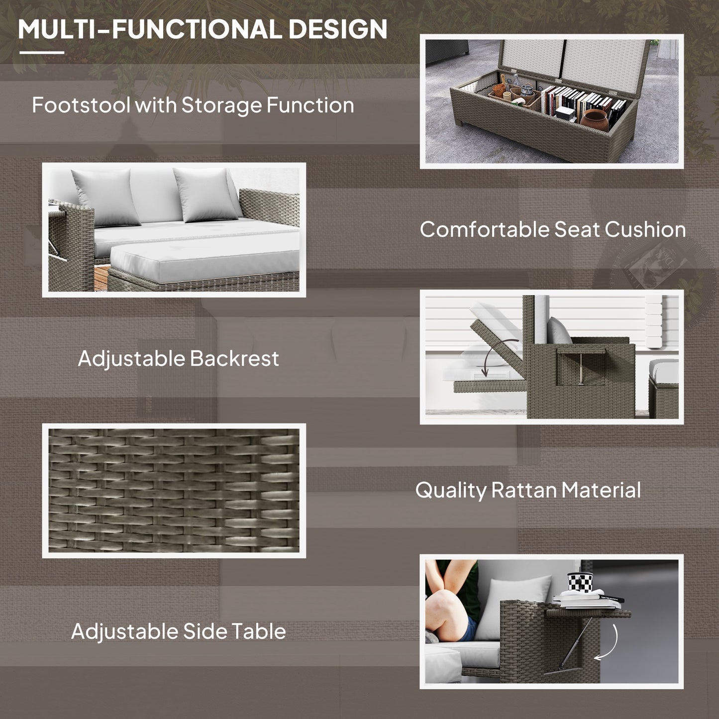 Garden Rattan Furniture Set 2 Seater and Lounge Bed. - Stay-outdoors.co.uk