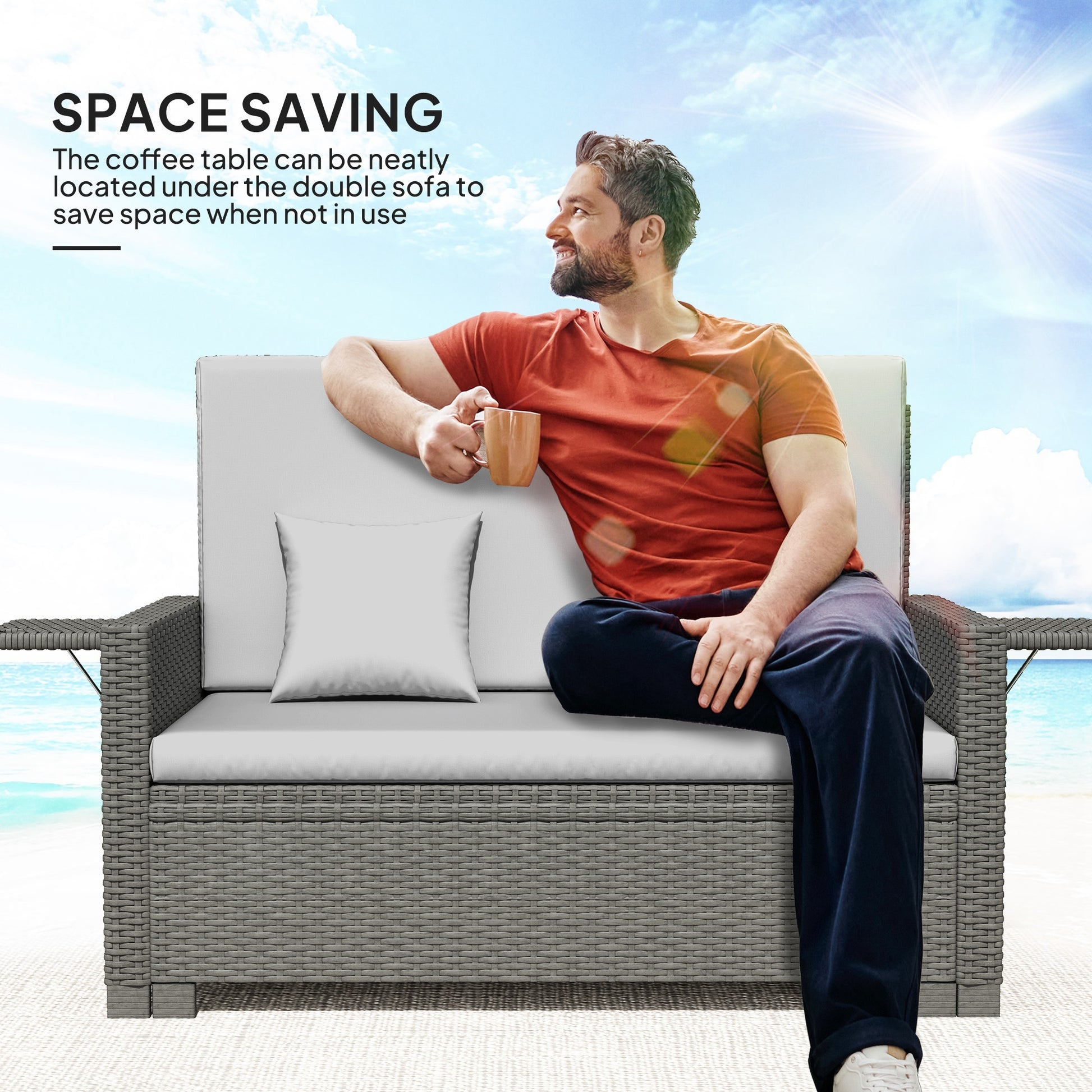 Garden Rattan Furniture Set 2 Seater and Lounge Bed. - Stay-outdoors.co.uk