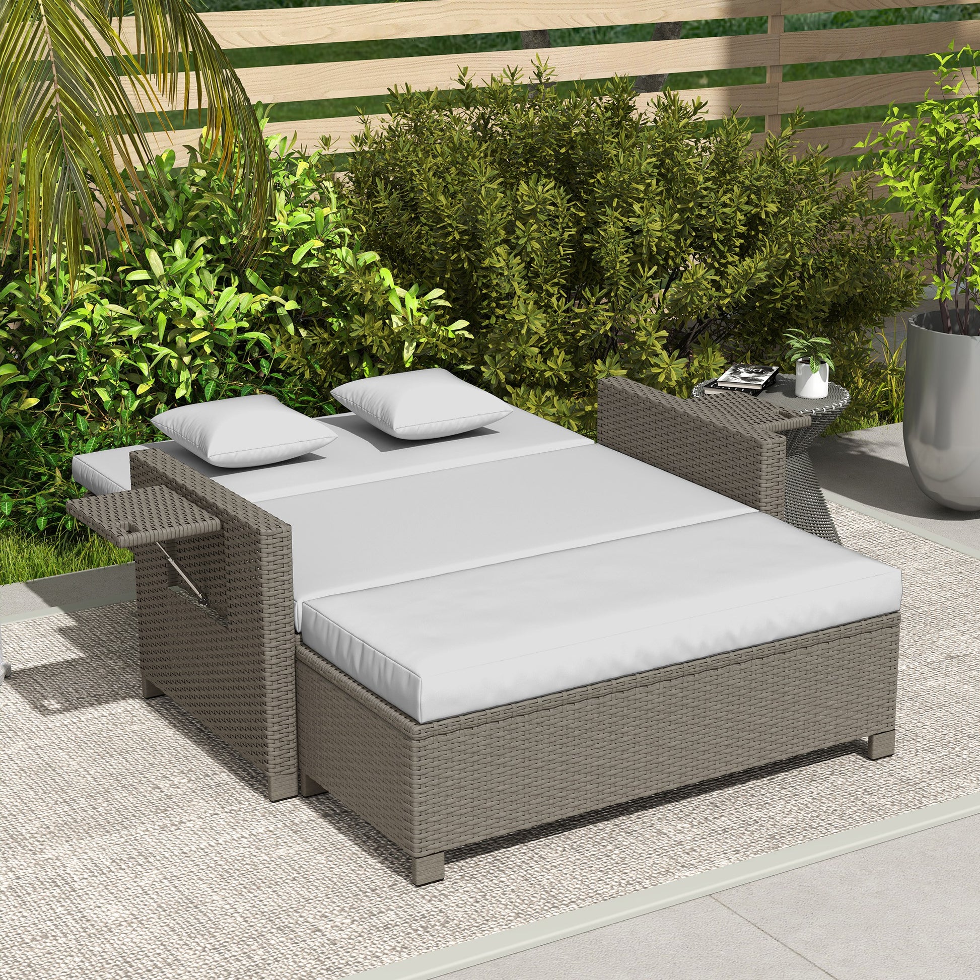 Garden Rattan Furniture Set 2 Seater and Lounge Bed. - Stay-outdoors.co.uk