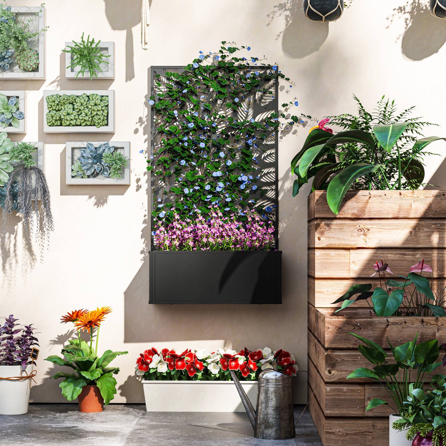 Metal Raised Garden Bed with Trellis. - Stay-outdoors.co.uk